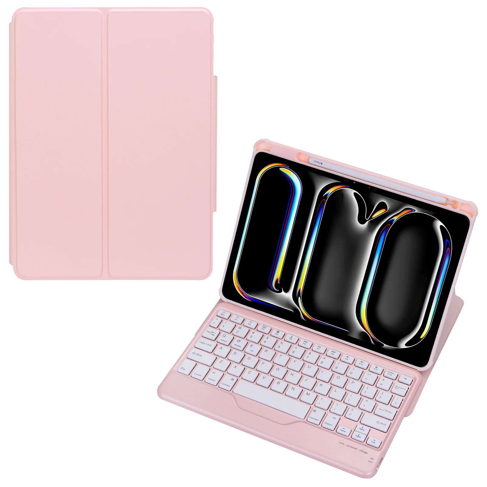 

L13-B For iPad Pro 11 (2024) PU Leather+Acrylic Tablet Rotary Stand Cover with Keyboard - Pink