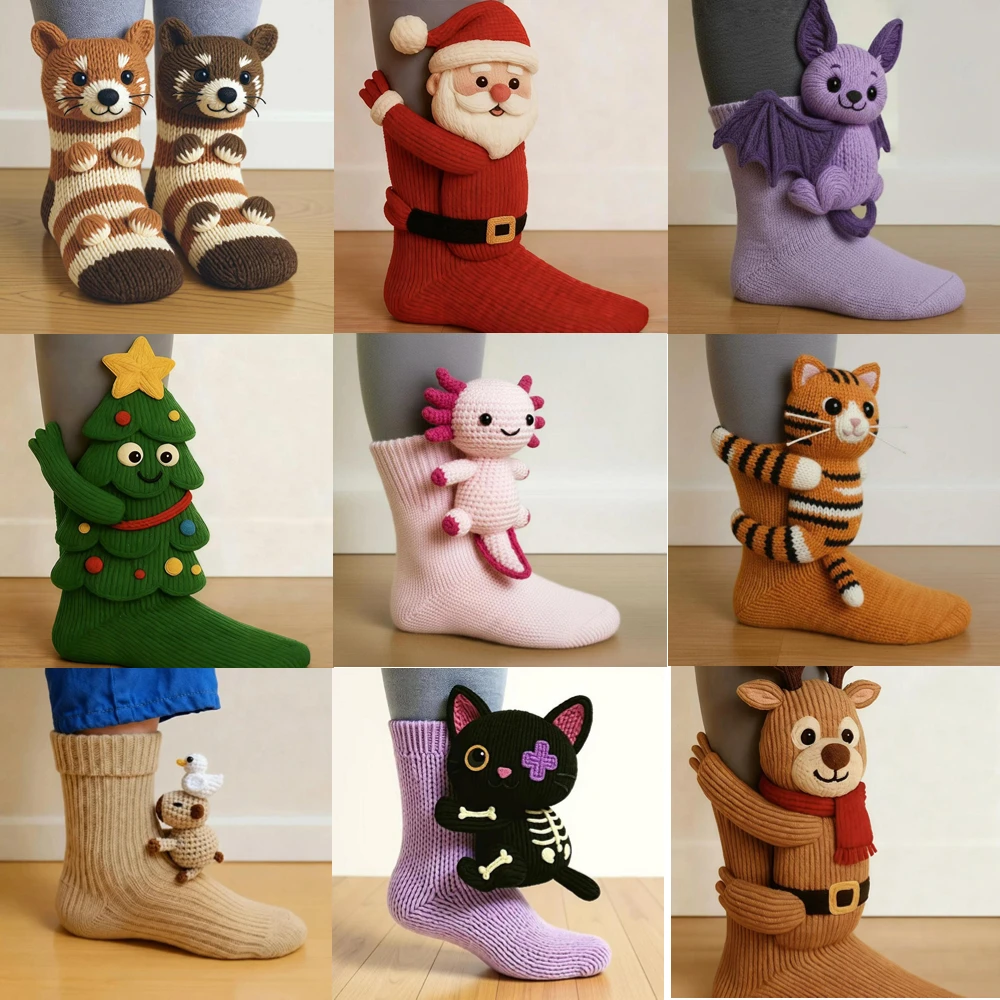 

Cute Cartoon Animal Knitted Warm Indoor Socks Soft Comfortable Home Stocking Suitable Gifts For Friends And Family