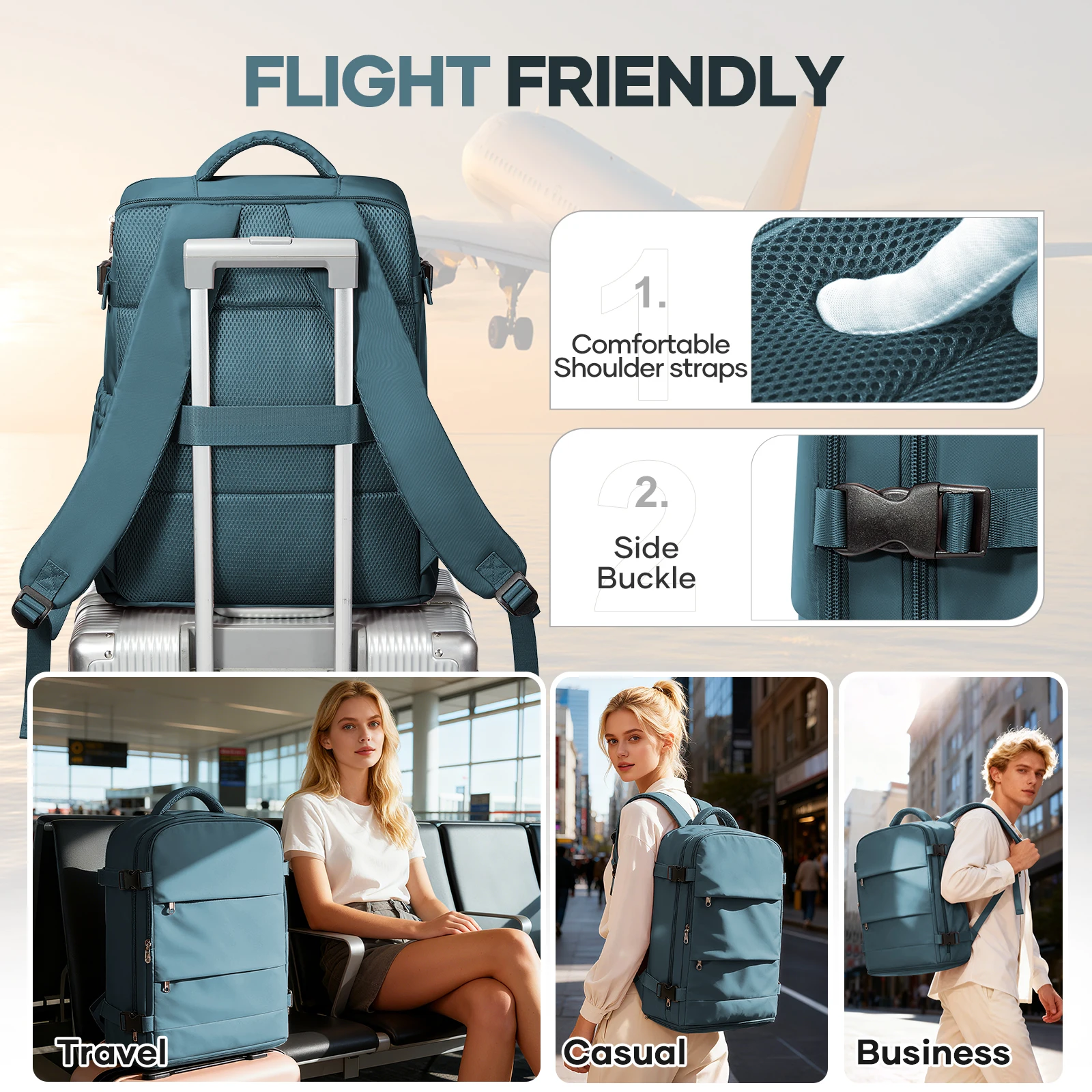 여행용 백팩 40x30x20 기내용 비행기, 기내 수하물 백팩 위즈에어 40x30x20 기내용 남녀 공용 15.6인치 노트북 가방