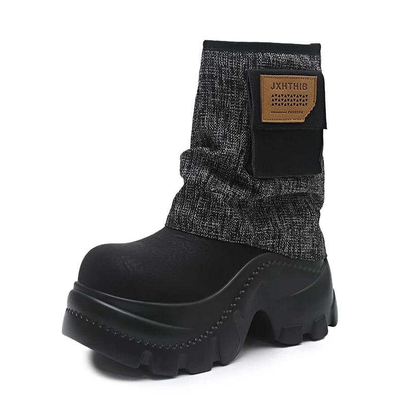 2026 Platform High Heels Women's Boots Designer Leather Shoes Winter Zip Chelsea Short Boots Trend Motorcycle Boots Woman Pumps