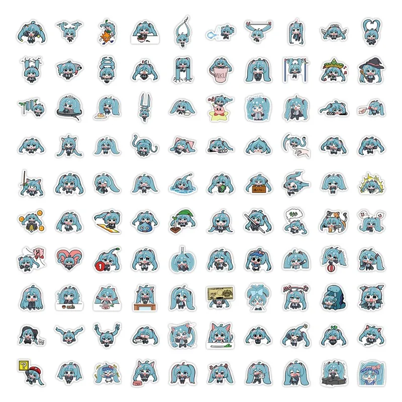 100PCS Cartoon Hatsune Miku Personalized Creative Graffiti Decorative Stickers