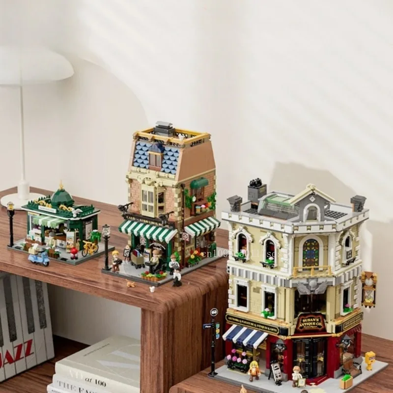 Nueva serie Street View Town, decoración de bloques de construcción, coleccionables, arquitectura urbana, iluminación, bloques de construcción, regalos de montaje