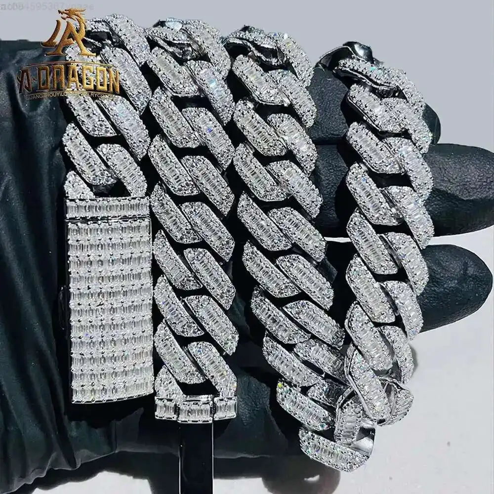 

Vvs Moissanite Cuban Necklace Sale Bling Moissanite 925 Sterling Silver Cuban Link Chain Hip Hop Jewelry