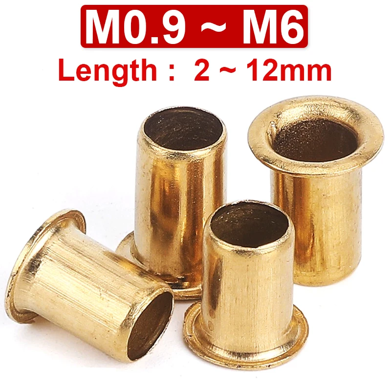 M0.9~m1.5m2m3m4m5m6 Brass Corn Rivet Hollow Press Rivet Air Hole Ring Through Hole Copper Through Core Nail Leather Rivet