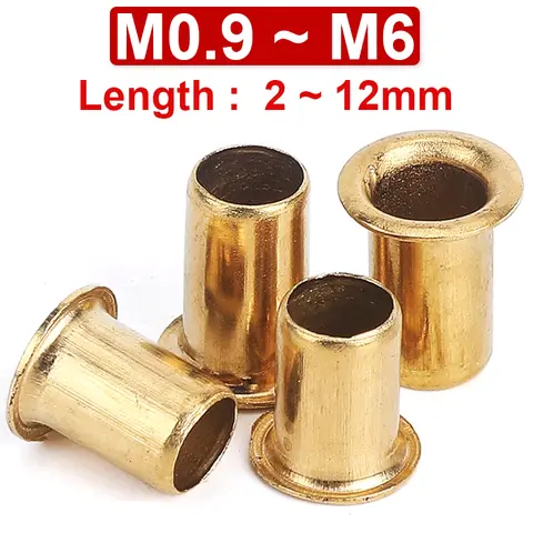 M0.9~m1.5m2m3m4m5m6 Brass Corn Rivet Hollow Press Rivet Air Hole Ring Through Hole Copper Through Core Nail Leather Rivet