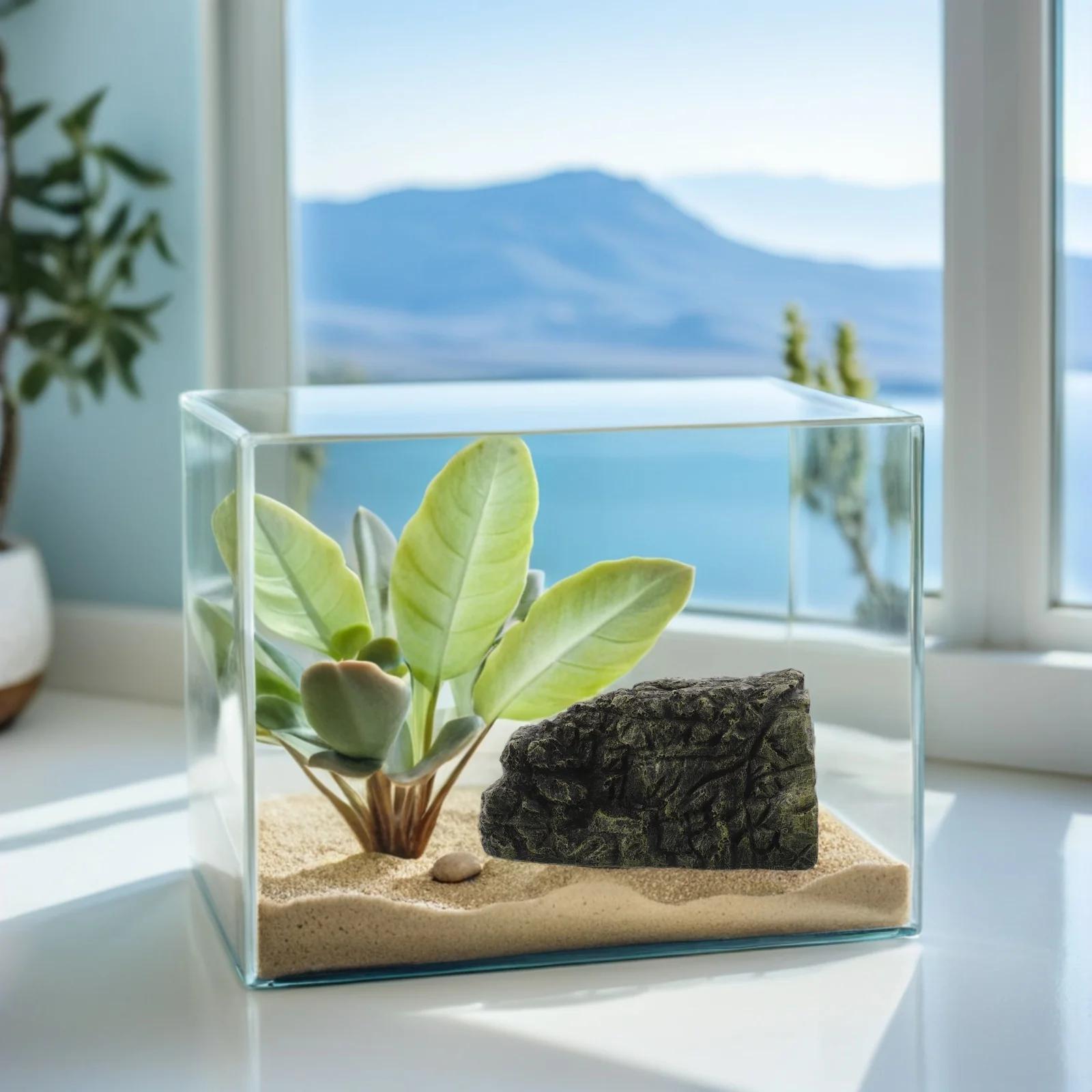 

Reptile Habitat Dome Turtle Hideout Resin Basking Platform Turtle Tank Decoration Durable Shelter Tortoise Lizard Amphibian