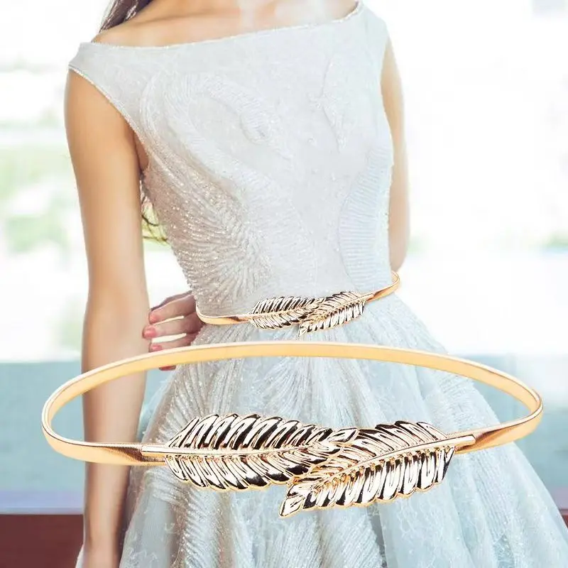 women belt fashionable metal luxury belt fashionable sweet belt women leaf spring belt with dress belt for women