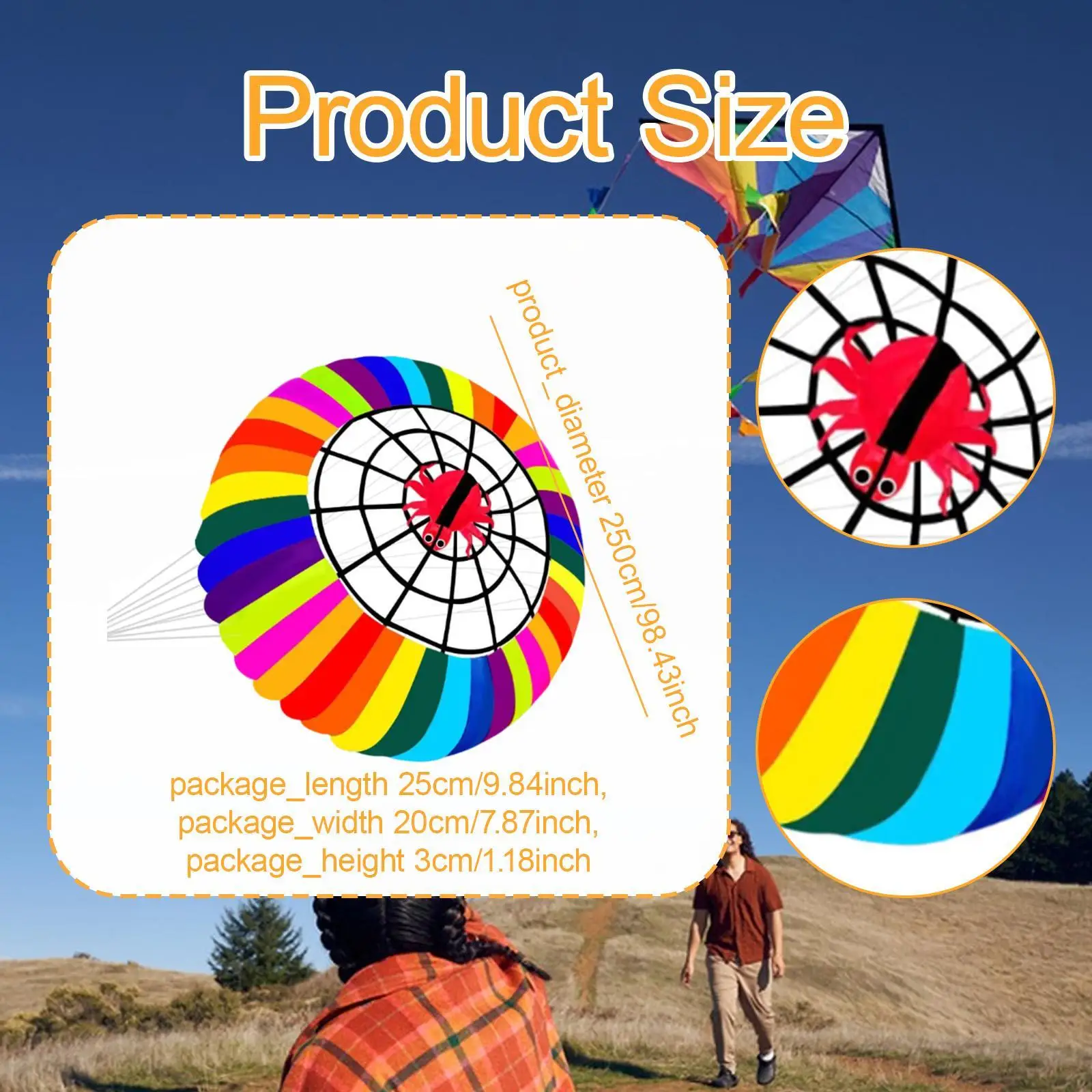 Rainbow Ring Kite Kleurrijk instapniveau Gigantisch Geen skelet Diameter 98 inch