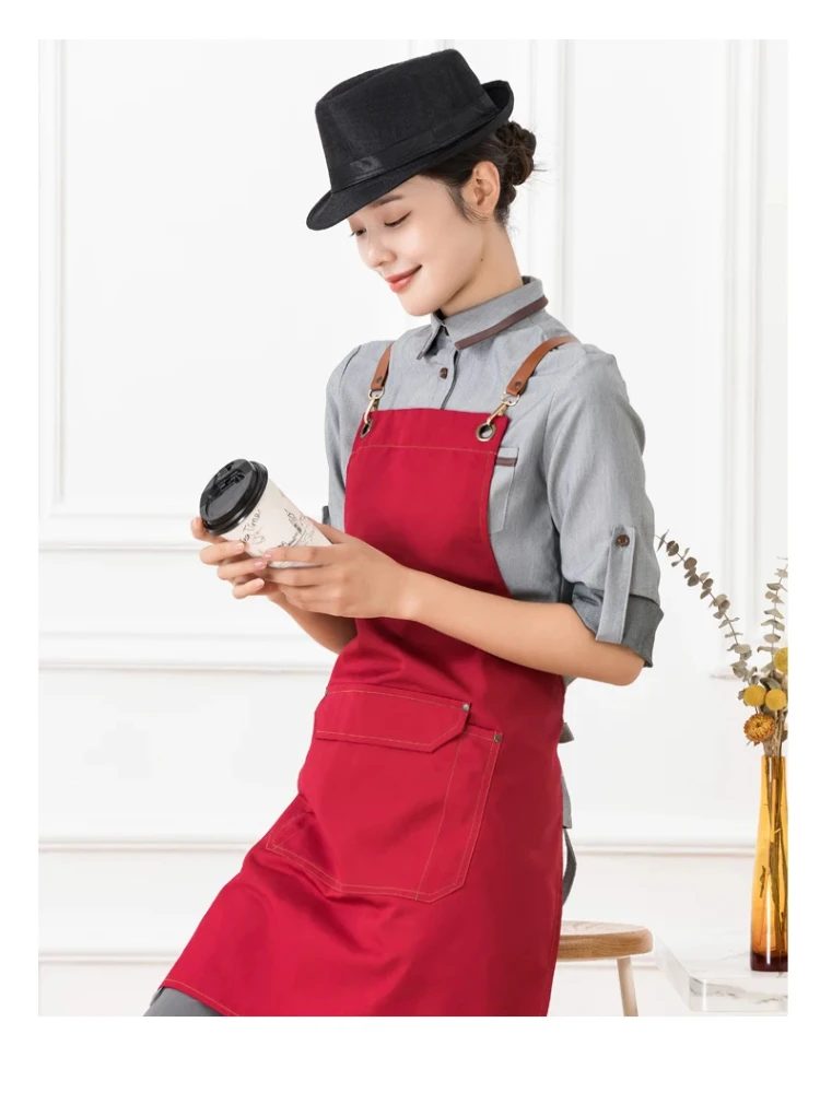 

Fartuch Kuchenny Damska Women'S Canvas Kitchen Apron For Cafe Bakery & Home Cleaning Adjustable Waitress Apron With Pockets
