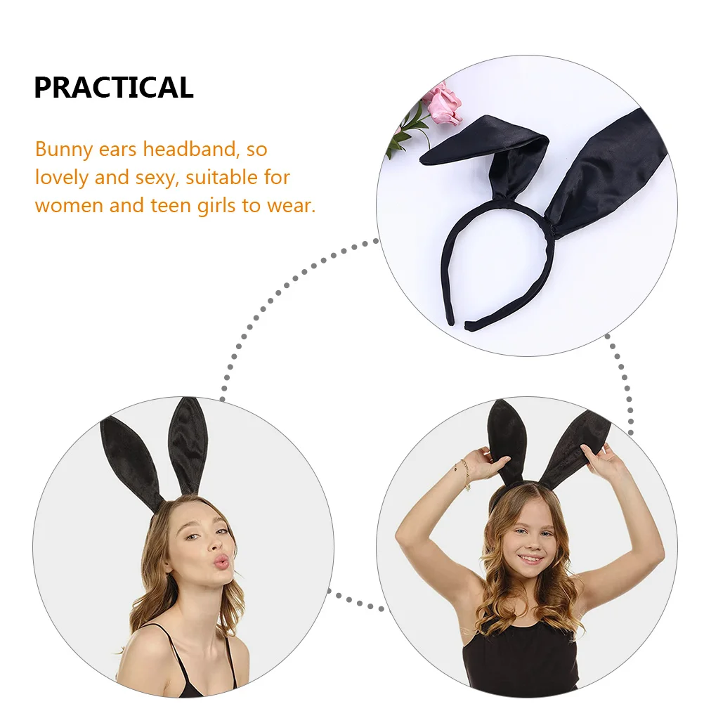 

2Pcs Rabbit Ears Headband Satin Bunny Accessories Costume Party Women Adult Halloween Cosplay Theme Christmas Carnival Earpiece