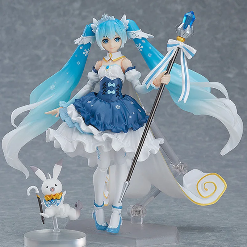 15CM Anime Hatsune Miku Figure 054 Snow Hatsune Replace Face 10th Model Toy Gift Collection Action Figure PVC