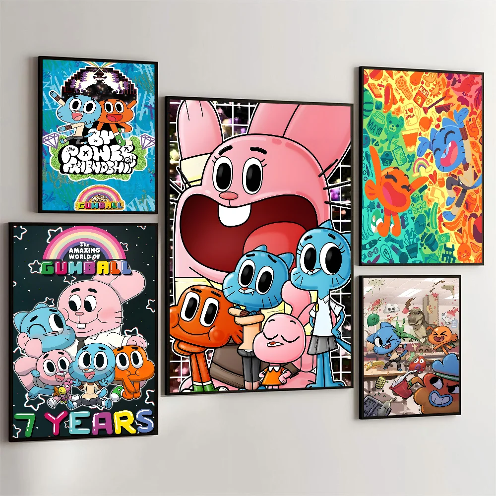 1pc The Amazing Funny W-world Of Gumball Poster Self-adhesive Art Waterproof Paper Sticker Coffee House Bar Room Wall Decor