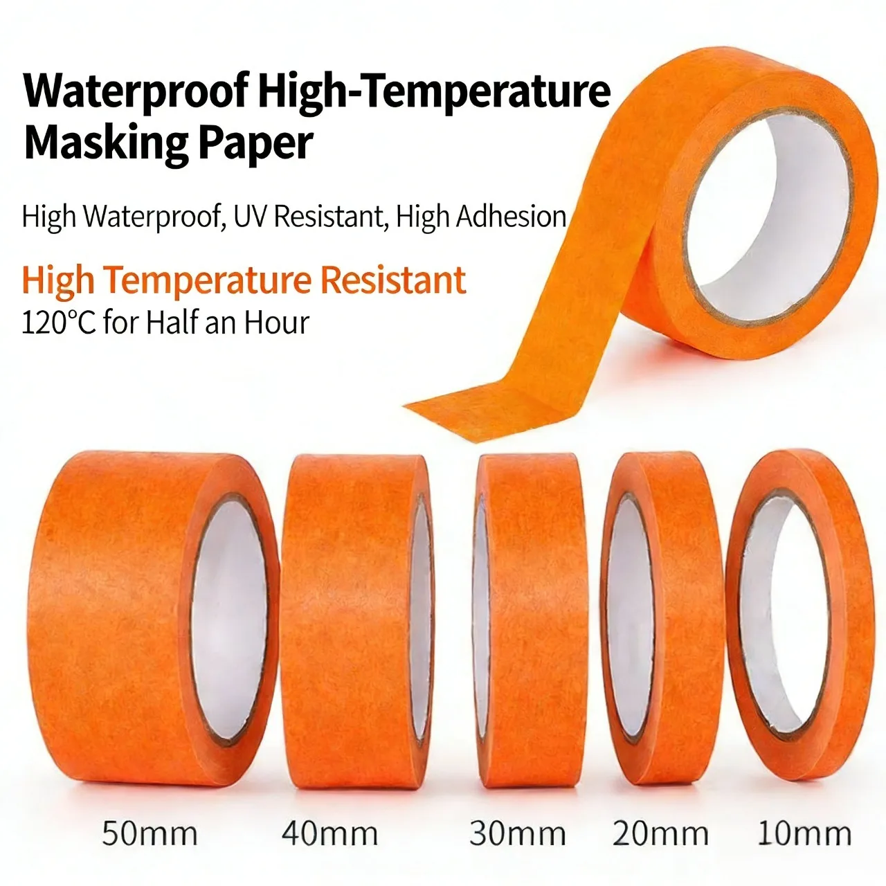 Vibrant Orange Washi Tape Removable No-Residue Tape for DIY Projects Scrapbooking Journal Stickers Party Decor Gift Wrapping