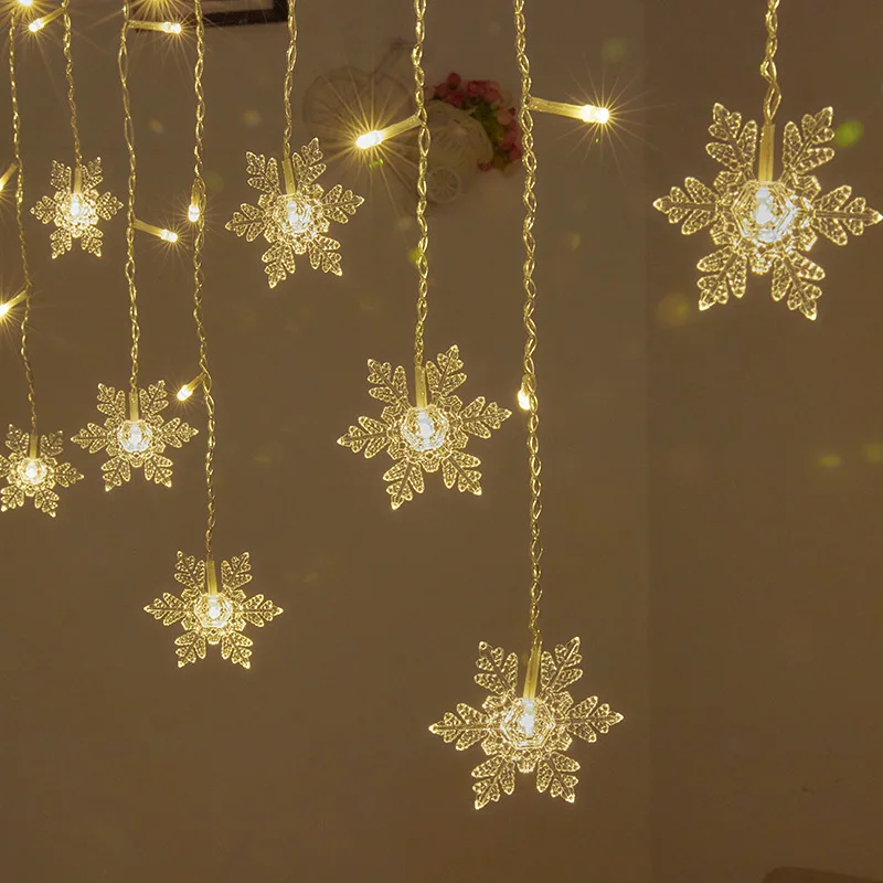 

Christmas LED Snowflake Curtain Lights Outdoor Indoor Lights String New Year Garland Home Garden Party New Year Holiday Decor