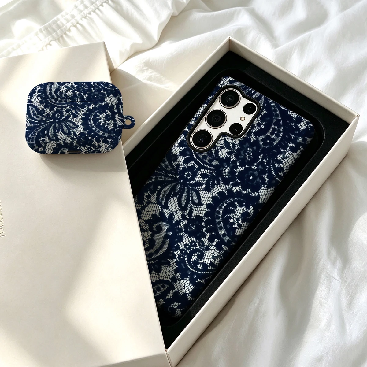 Pirve Phone Case For Samsung Galaxy S26 S25 Ultra S24 S23 Plus Shockproof Double Layer Tough Back White Lace Black Cover
