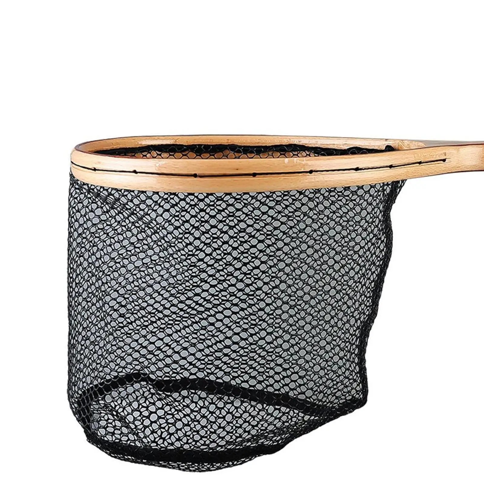 Lightweight Compact Fly Fishing Net Wooden Landing Net Outdoor Fishing Gear Landing Net Mesh for Catch and Release