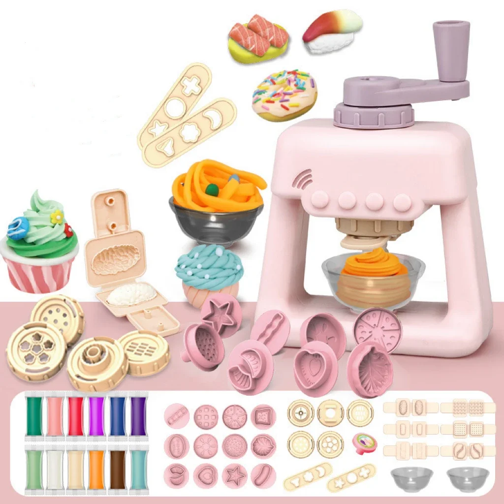 Zabawki kuchenne dla dzieci, symulowane, DIY, z modeliny, maszyna do lodów, maszyna do makaronu, zabawki edukacyjne, rozwój motoryki małej i umysłowej, kreatywność.