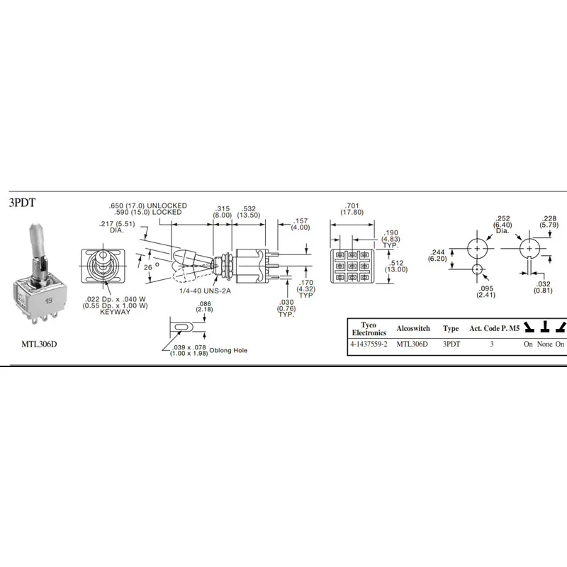 1PCS/LOTS Japan ALCO MTL306D with locking pull-out neck locking anti-false contact knob 9-pin 2-position Rocker switch 3A