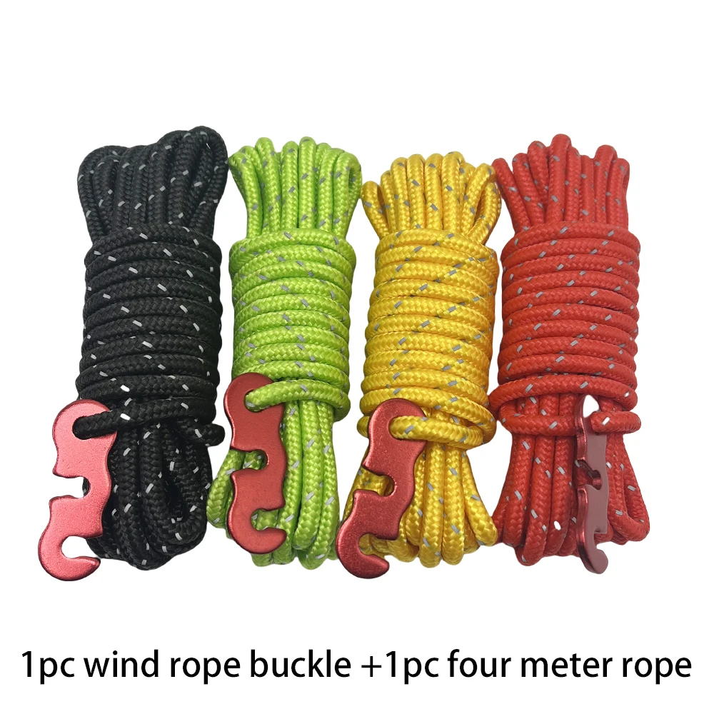 6Pcs Outdoor Guy Lines Tent Cords Reflective Camping Rope with Aluminum Guylines Adjuster Tensioner Pouch for Tent Tarp Canopy