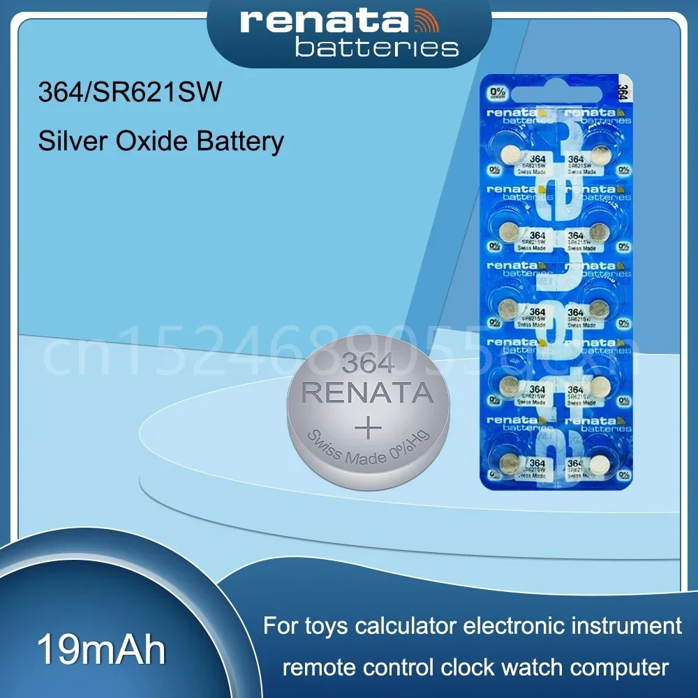 Original Renata 364 SR621SW AG1 LR60 GP364 164 EE6202 1.55V Silver Oxide Watch Battery MADE IN Swiss Button Coin Cell