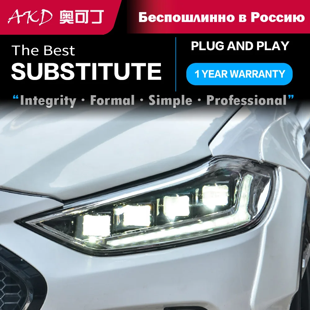 LED Head Light Parts For Elantra 2016-2020 matrix Front Headlights Replacement DRL Daytime light Projector Facelift