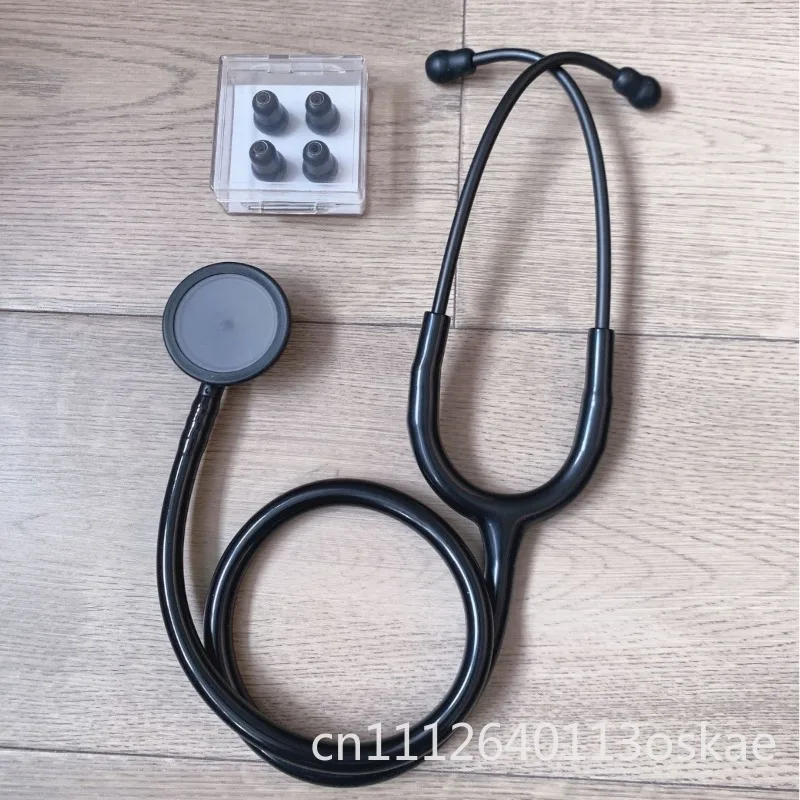 All black stainless steel stethoscope Double-sided stethoscope Black ear hanging stethoscope