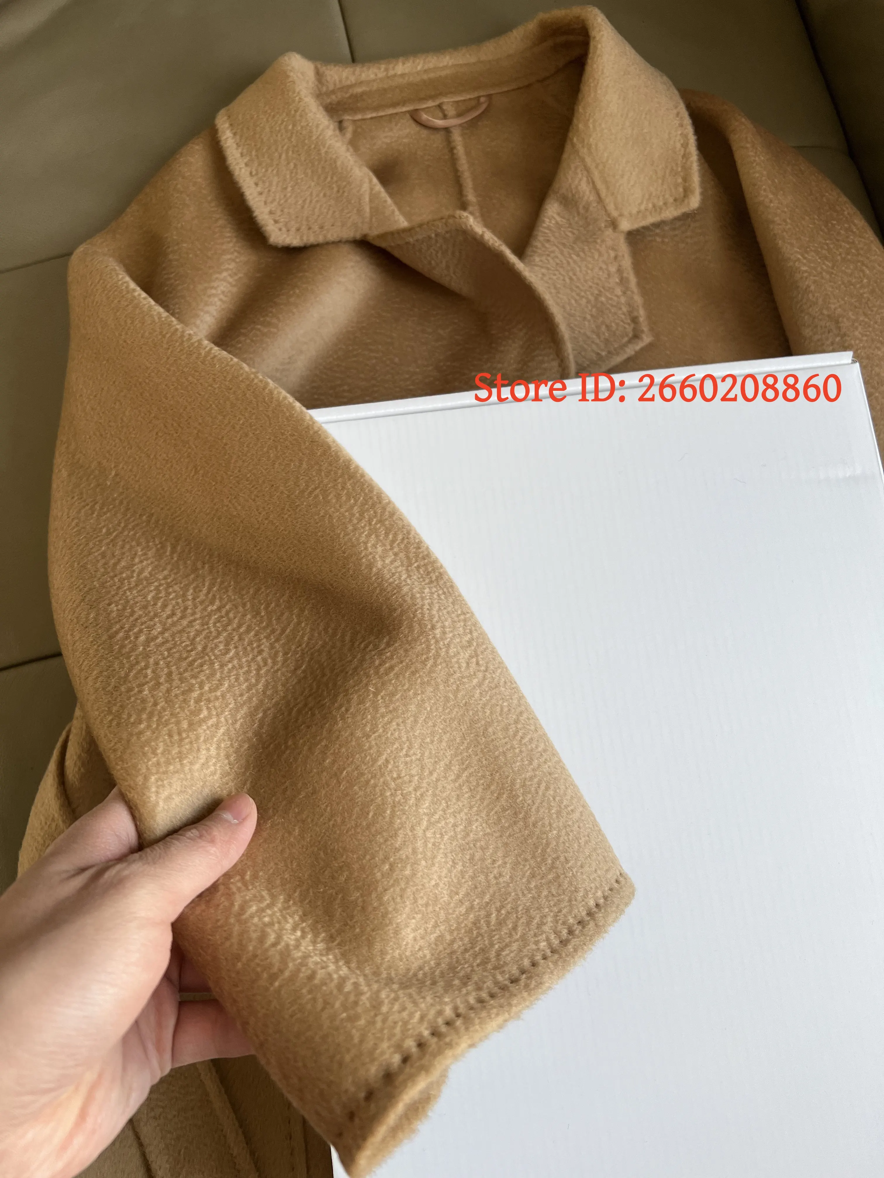 SPECIAL OFFER Cashmere Coat Female Winter Mid-Length Corrugated Coat Black Wool Coat Woman Autumn New Casual Fashion Beige Coat