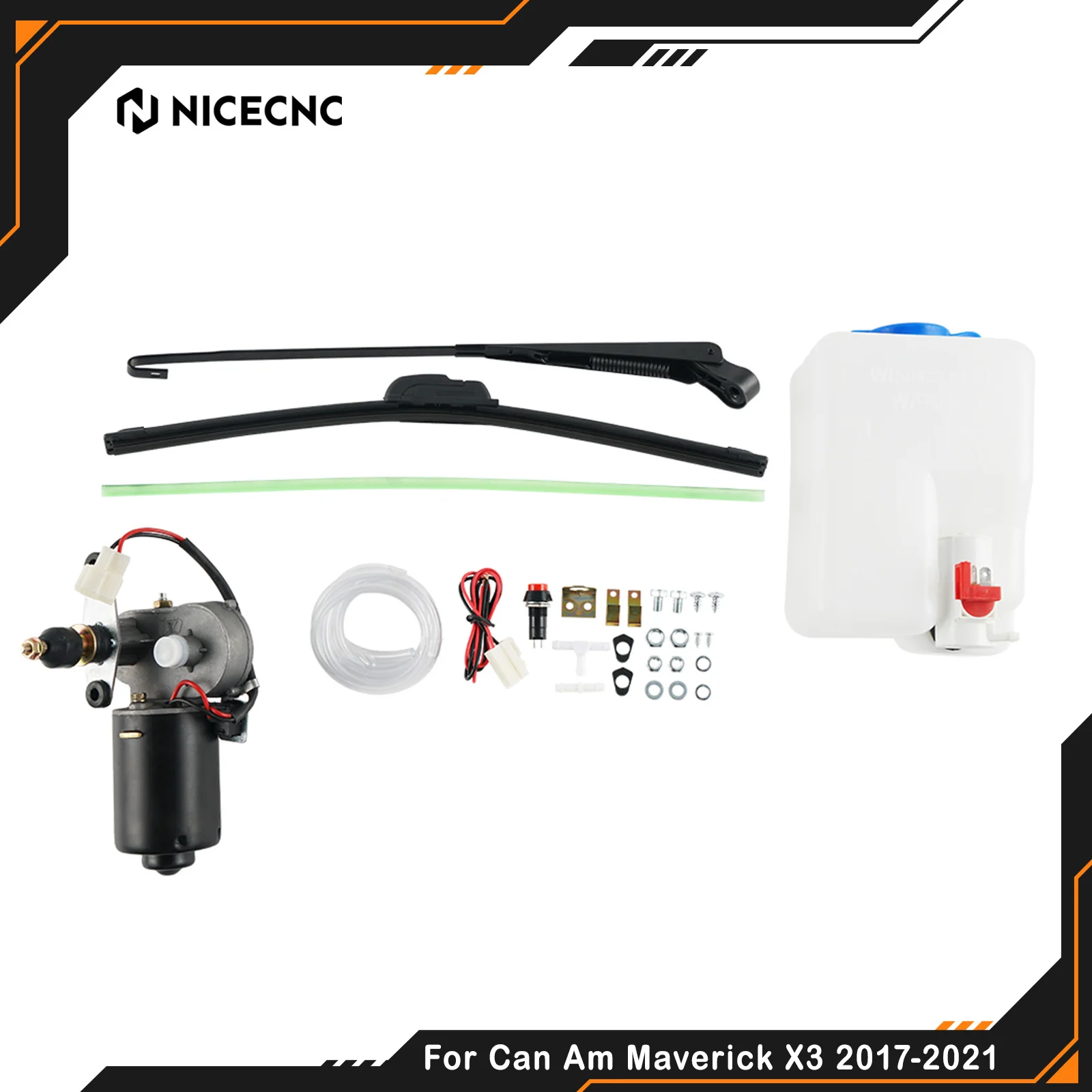 NICECNC Für Can Am Maverick X3 2017-2021 UTV Elektrischer Scheibenwischer & Scheibenwaschbehälter