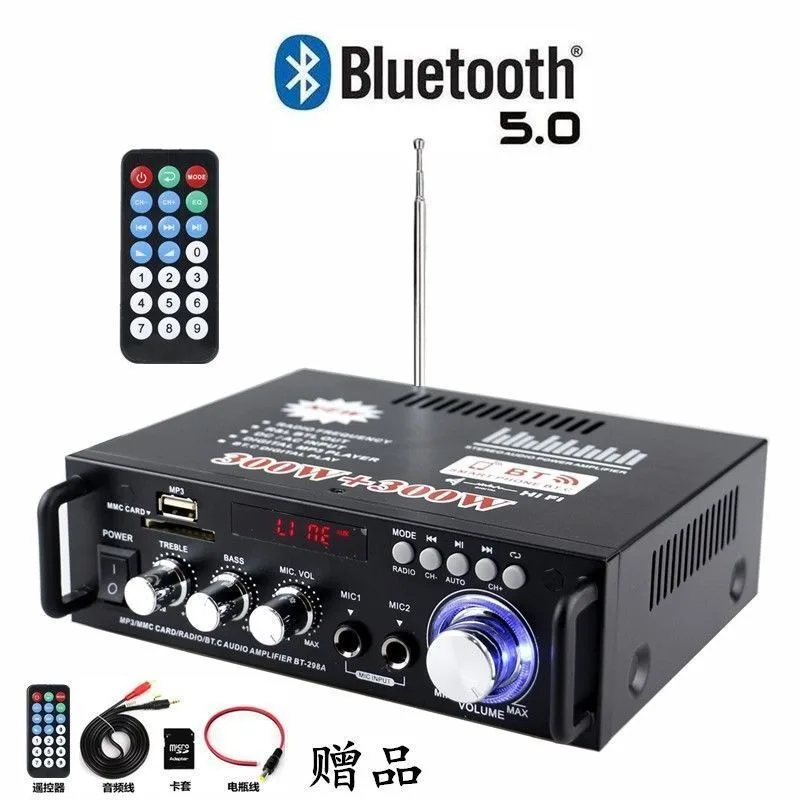 

Миниатюрный усилитель мощности, двухканальный, высокомощный, с Bluetooth и поддержкой USB-накопителей, для дома и автомобиля 12В/220В