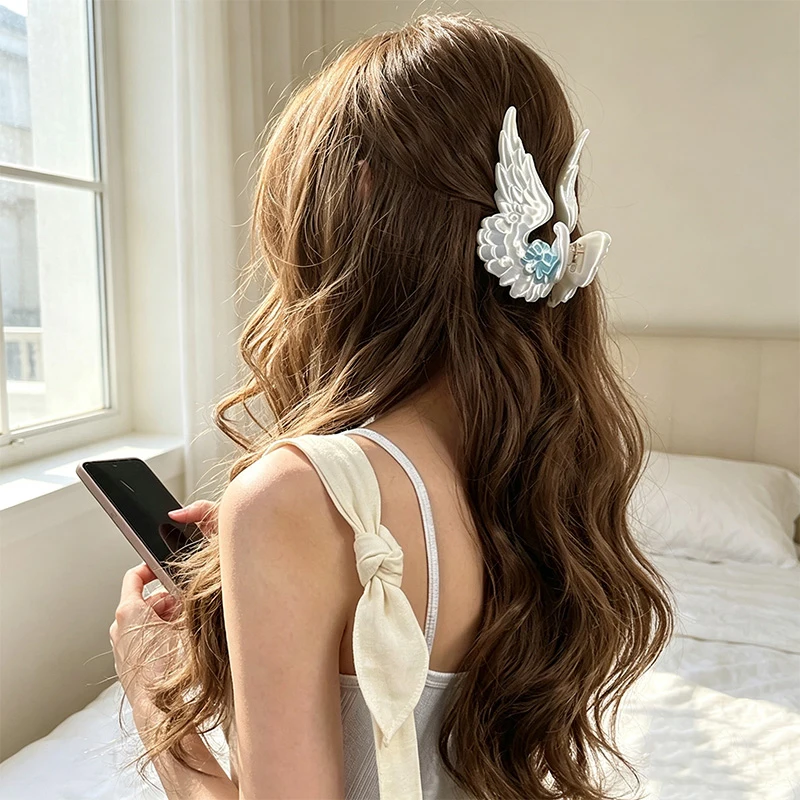 Fairy Wing Hair Claw Clip, Jewelry Accessories For Women Men, Copper‑alloy Material, Cute Bow Detail Hair Accessory, Fashion Hai