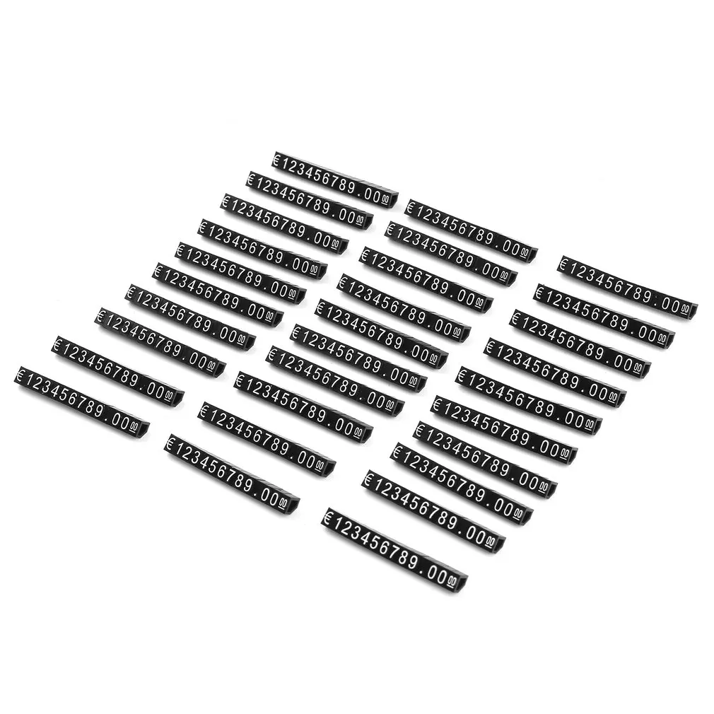 420 PCS ราคาก้อนสีขาวบนสีดำเครื่องประดับนาฬิกา Euro Sign Mini ปรับราคาป้ายสำหรับร้านค้าปลีก