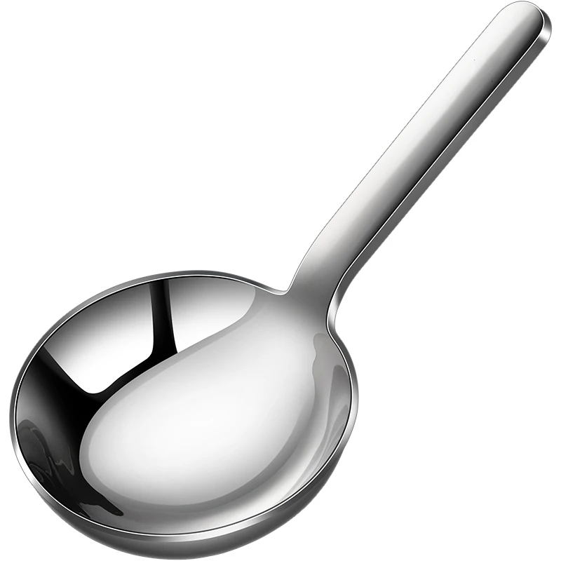 

LFGB Certificate 304 Stainless Steel Serving Spoon 6mm Thickness 95mm Width Soup Scooping Ladle Luxury Family Dinnerware Cutlery