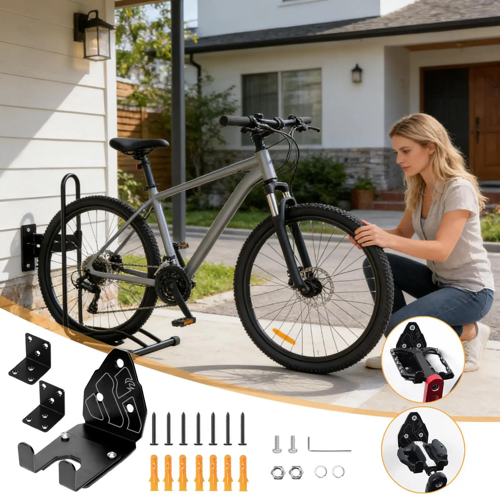 Bike Mount Wall Adjustable Bicycle Space-Saving Hook Wall Mount Bike Rack For Indoor Apartment Garage Shop Mountain Road Home