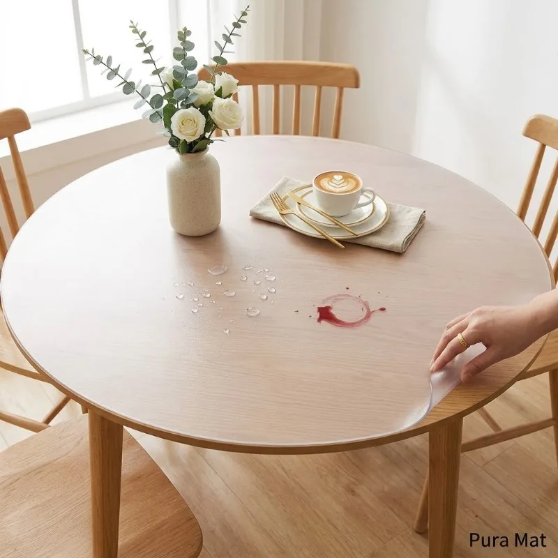 110/120/130cm Frosted PVC Round Table Cover 1.1mm Thick Waterproof Plastic Tablecloth Modern Desk Pad Protector  Kitchen Dining
