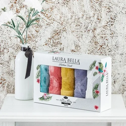 Laura Bella Flowers 5'li Towel Set 30 X50 cm