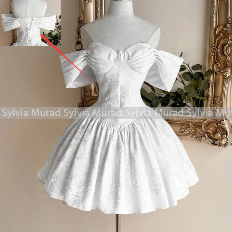

White Short Bridesmaid Dresses With Short Sleeves Puffy A Line Customized Mini Wedding Party Dress For Women