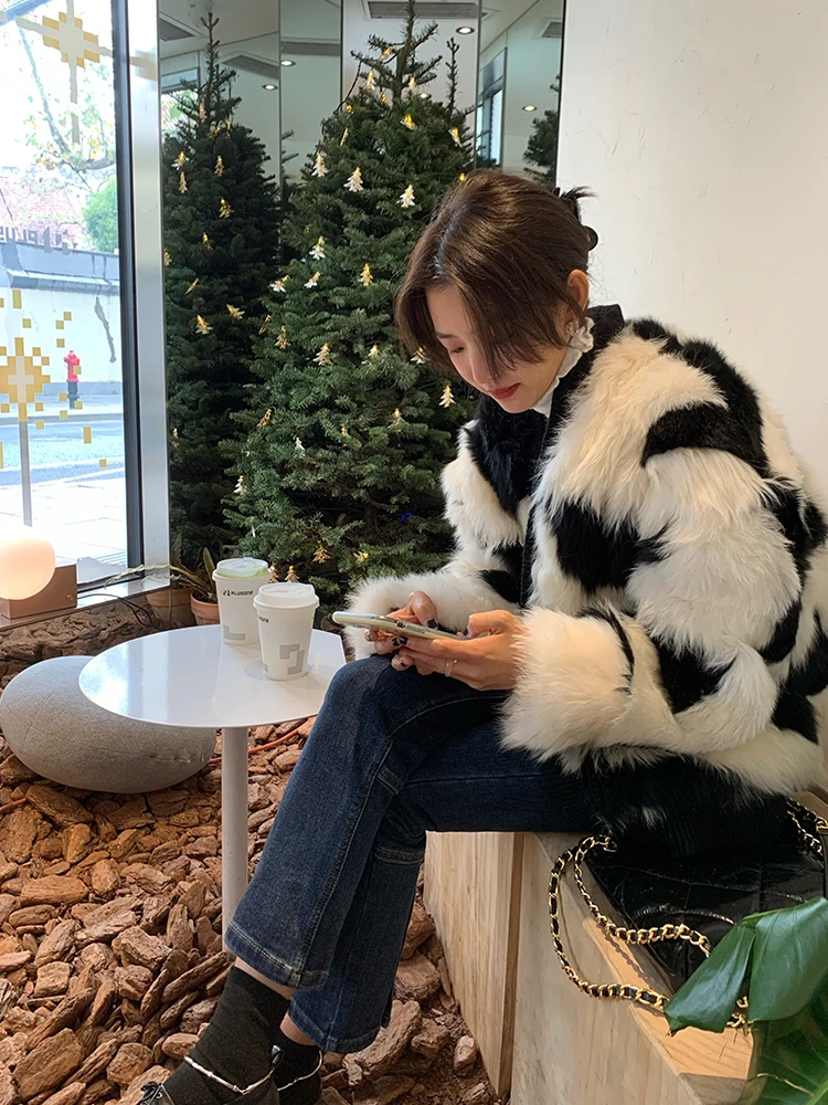 Jaet – manteau Long en laine tricoté pour jeunes femmes, nouvelle collection 2024, Sle v-ne, Version coréenne, imprimé, Sve ort