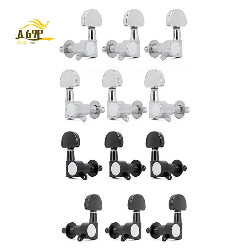

A69P-12PCS/2Set Электрические гитарные машинки для настройки струн, металлические тюнеры, мини-овалообразные тюнеры для ST TL Tele, черные, серебристые