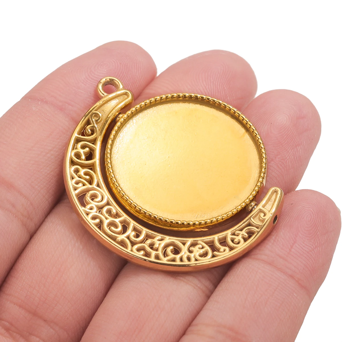 

1pcs 25mm Double Side Cabochon Base Rotation Planet Pendant Setting Charm for DIYStainless Steel Jewelry Making Resin Accessorie
