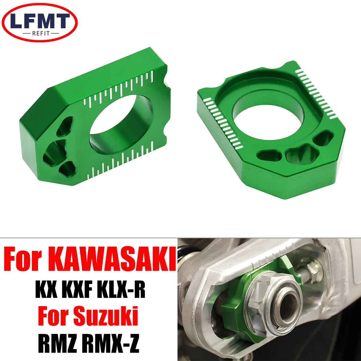 

CNC Rear Chain Adjuster Axle Block Protection Cap For Kawasaki KX125 KX450F KLX450R KX250 KX250F For Suzuki RMZ450 450Z RMZ250