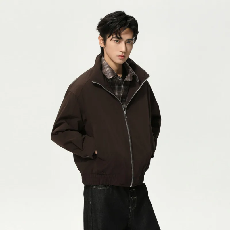 HKSH Autumn Winter New Men Niche Fake Two-Piece Plaid Shirt Patchwork Duck Down Jacket Tide Fashion Casual Ins Warm Coat HK15659