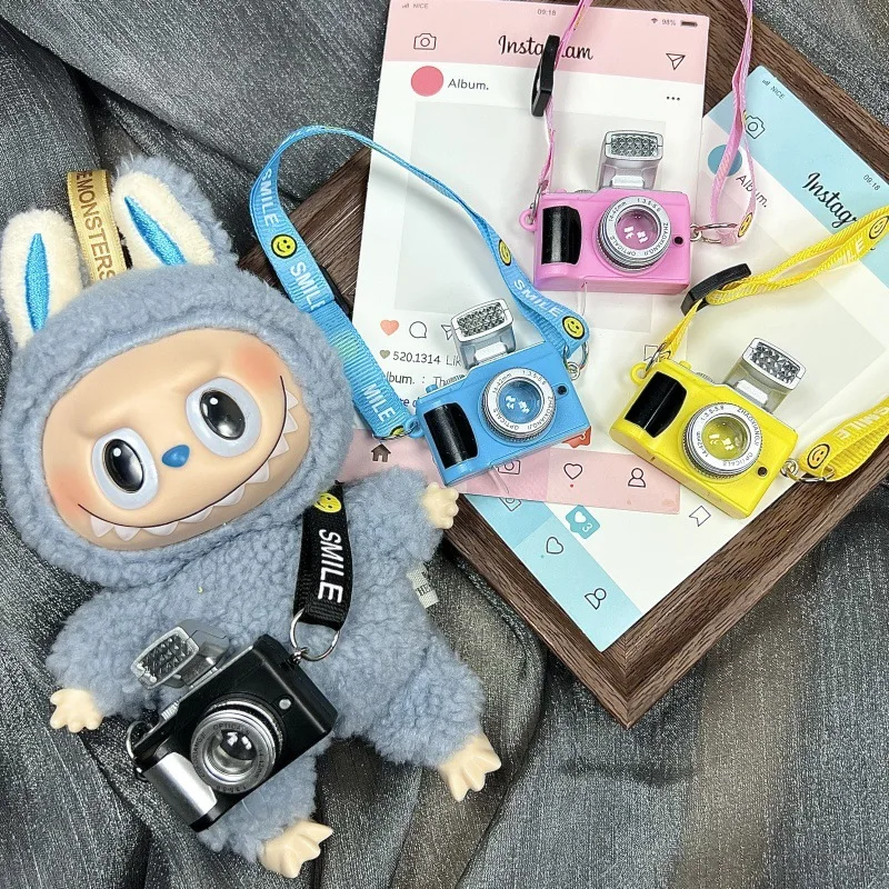 

For 17cm Labubu Doll Fashion Set Cute White Shirt Hat Animal Overalls Doll Clothes Accessory Gift