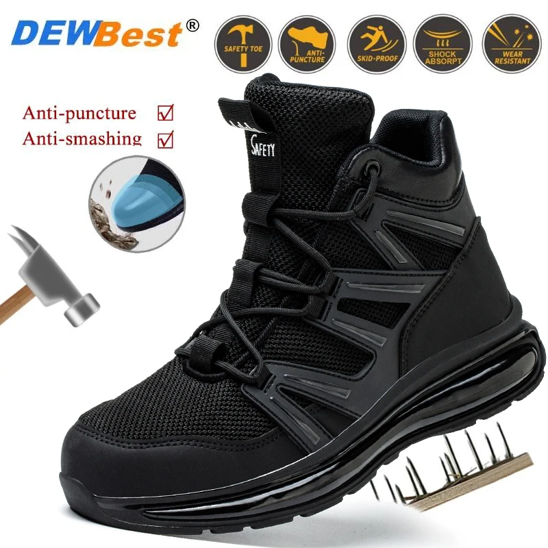 Chaussures de sécurité respirantes pour hommes, chaussures de construction légères, chaussures Parker en acier, 4 saisons, perforation, haute