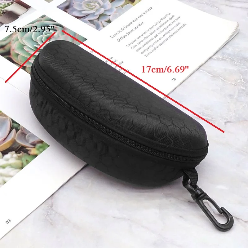 1Pc Eva Hard Shell Sunglasses Cases with Zipper Honeycomb Eyeglasses Case Hard Shell with Carabiner for Men and Women