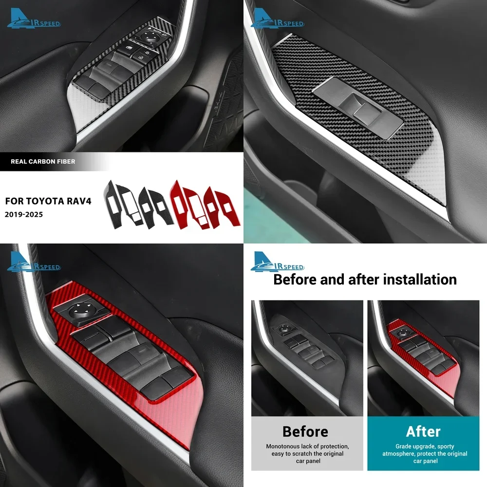 

Накладка из настоящего мягкого карбона для кнопок стеклоподъемников Toyota RAV4 XA50 2019-2025 (левый/правый руль)