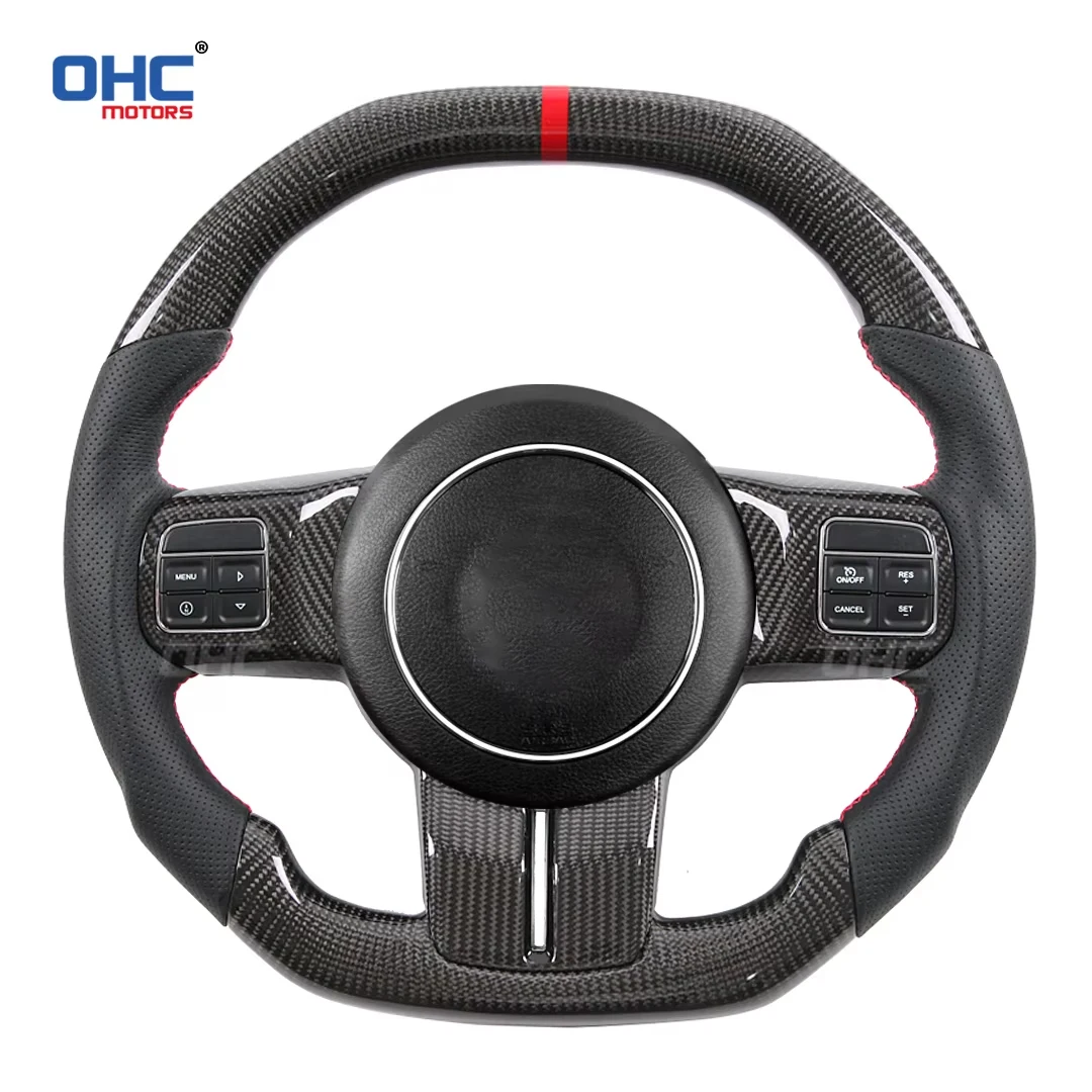 

OHC Motors индивидуальный руль из 100% натуральной углеродной кожи, алькантара, гоночный автомобиль, подходит для Jeep Wrangler JK JKU 2011-2017 гг.