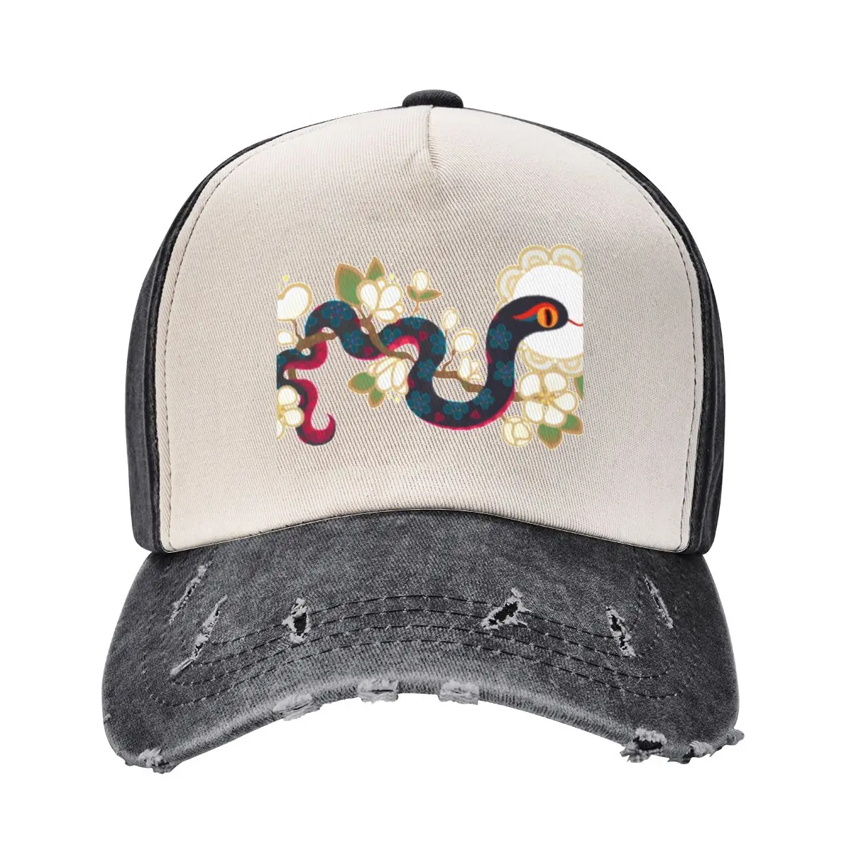 Snake and flowers 2 Baseball Cap Big Size Hat Trucker Cap western Hat Wild Ball Hat Sun Hats For Women Men's