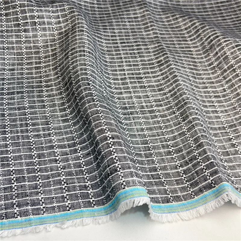 

Мятно-зеленая клетчатая жаккардовая ткань из чистого льна и хлопка, потертая камнем, приподнятая роса, древнее платье в китайском стиле и материал халата