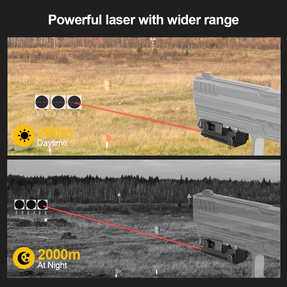 Rechargeable Red Laser Bore Sight - 2000m Night Range, Steady/Strobe Modes, Precision Calibration