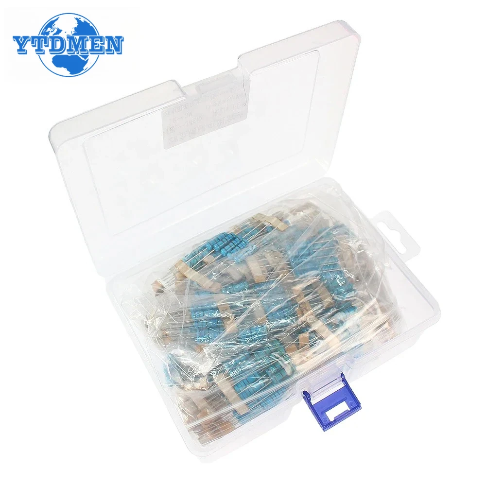 650 قطعة 130 قيم 1 واط 2 واط مقاوم من غشاء معدني مجموعة متنوعة 1% 1R ~ 3 متر أوم المقاومات تشكيلة أطقم عينة حزمة ، مع صندوق